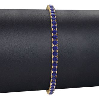 5 Carat Sapphire Tennis Bracelet In 14 Karat Yellow Gold, 9 Inches