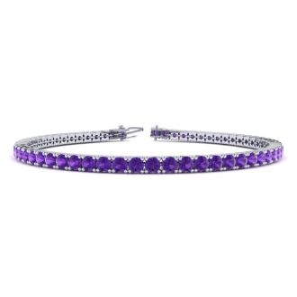 3 1/2 Carat Amethyst Tennis Bracelet In 14 Karat White Gold, 7 1/2 Inches