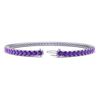 3 1/2 Carat Amethyst Tennis Bracelet In 14 Karat White Gold, 7 1/2 Inches