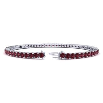 Garnet Bracelet: Garnet Jewelry: 2 3/4 Carat Garnet Tennis Bracelet In 14 Karat White Gold, 6 Inches