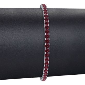 Garnet Bracelet: Garnet Jewelry: 2 3/4 Carat Garnet Tennis Bracelet In 14 Karat White Gold, 6 Inches