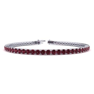 Garnet Bracelet: Garnet Jewelry: 3 1/2 Carat Garnet Tennis Bracelet In 14 Karat White Gold, 7 1/2 Inches