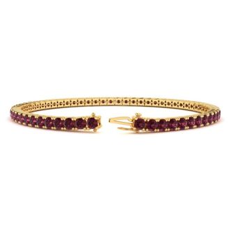 Garnet Bracelet: Garnet Jewelry: 3 3/4 Carat Garnet Tennis Bracelet In 14 Karat Yellow Gold, 8 Inches