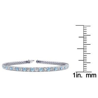 Aquamarine Bracelet: Aquamarine Jewelry: 3 1/2 Carat Aquamarine And Diamond Tennis Bracelet In 14 Karat White Gold, 9 Inches