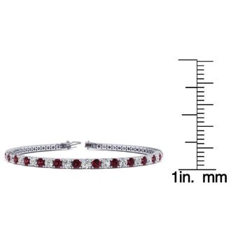 Garnet Bracelet: Garnet Jewelry: 2 3/4 Carat Garnet And Diamond Tennis Bracelet In 14 Karat White Gold, 6 1/2 Inches