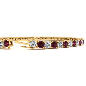 Garnet Bracelet: Garnet Jewelry: 2 1/2 Carat Garnet And Diamond Tennis Bracelet In 14 Karat Yellow Gold, 6 Inches