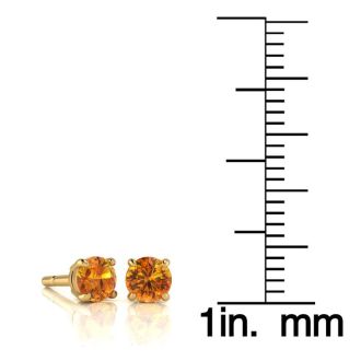 1/2 Carat Round Shape Citrine Stud Earrings In 14K Yellow Gold Over Sterling Silver