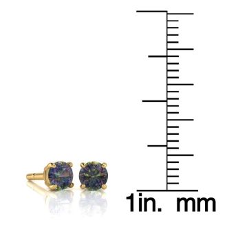 1/2 Carat Round Shape Mystic Topaz Stud Earrings In 14K Yellow Gold Over Sterling Silver