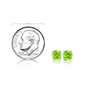 1 1/3 Carat Round Shape Peridot Stud Earrings In Sterling Silver