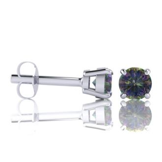 1 3/4 Carat Round Shape Mystic Topaz Stud Earrings In Sterling Silver