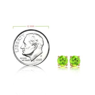 1 1/3 Carat Round Shape Peridot Stud Earrings In 14K Yellow Gold Over Sterling Silver