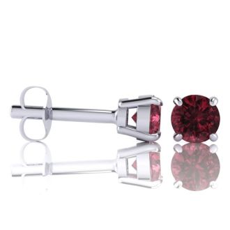 Garnet Earrings: Garnet Jewelry: 2 1/2 Carat Round Shape Garnet Stud Earrings In Sterling Silver