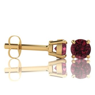 Garnet Earrings: Garnet Jewelry: 2 1/2 Carat Round Shape Garnet Stud Earrings In 14K Yellow Gold Over Sterling Silver