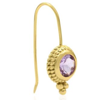 2 Carat Amethyst Dangle Earrings With Rope Detail In 14K Yellow Gold Over Sterling Silver