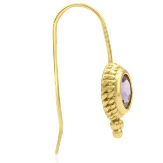 2 Carat Amethyst Dangle Earrings With Rope Detail In 14K Yellow Gold Over Sterling Silver