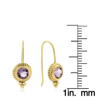 2 Carat Amethyst Dangle Earrings With Rope Detail In 14K Yellow Gold Over Sterling Silver