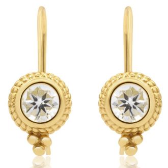 Aquamarine Earrings: Aquamarine Jewelry: 1 3/4 Carat Aquamarine Dangle Earrings With Rope Detail In 14K Yellow Gold Over Sterling Silver