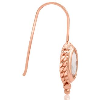 2-1/3 Carat Oval Morganite Earrings With Dangle Rope Detail In 14K Rose Gold Over Sterling Silver