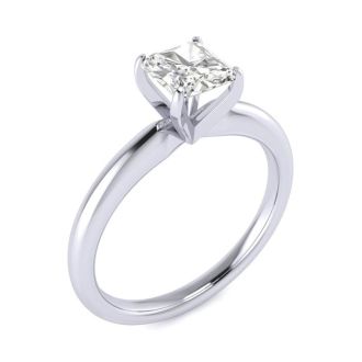 3/4ct Radiant Cut Diamond Solitaire Engagement Ring In 14K White Gold
