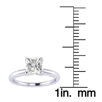 3/4ct Radiant Cut Diamond Solitaire Engagement Ring In 14K White Gold
