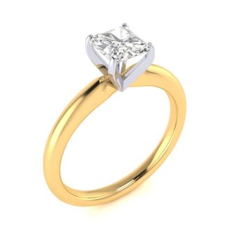3/4ct Radiant Cut Diamond Solitaire Engagement Ring In 14K Yellow Gold