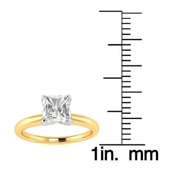 3/4ct Radiant Cut Diamond Solitaire Engagement Ring In 14K Yellow Gold
