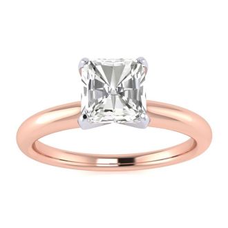 3/4ct Radiant Cut Diamond Solitaire Engagement Ring In 14K Rose Gold