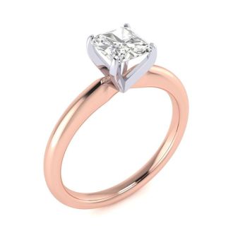 3/4ct Radiant Cut Diamond Solitaire Engagement Ring In 14K Rose Gold