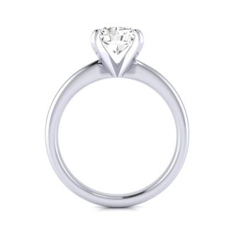 1 1/2ct Radiant Cut Diamond Solitaire Engagement Ring In 14K White Gold