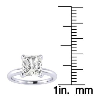 1 1/2ct Radiant Cut Diamond Solitaire Engagement Ring In 14K White Gold