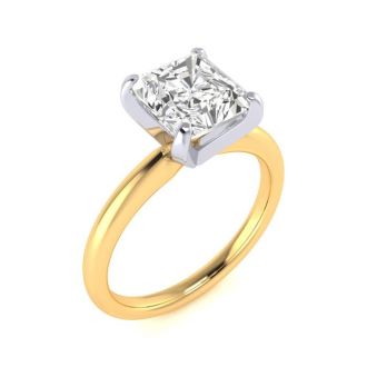 2ct Radiant Cut Diamond Solitaire Engagement Ring In 14K Yellow Gold