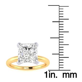 2ct Radiant Cut Diamond Solitaire Engagement Ring In 14K Yellow Gold