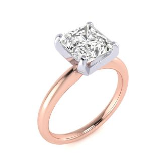 2ct Radiant Cut Diamond Solitaire Engagement Ring In 14K Rose Gold