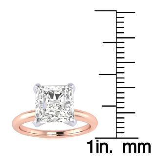 2ct Radiant Cut Diamond Solitaire Engagement Ring In 14K Rose Gold