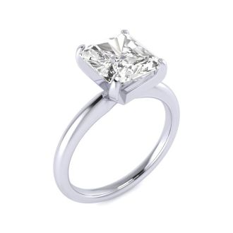 2 1/2ct Radiant Cut Diamond Solitaire Engagement Ring In 14K White Gold