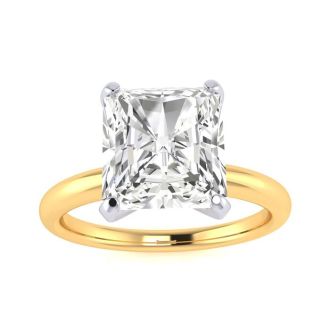 2 1/2ct Radiant Cut Diamond Solitaire Engagement Ring In 14K Yellow Gold