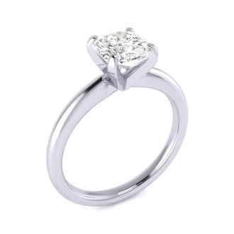 1 1/2ct Cushion Cut Diamond Solitaire Engagement Ring In 14K White Gold