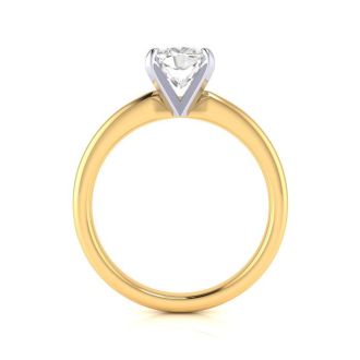 1 1/2ct Cushion Cut Diamond Solitaire Engagement Ring In 14K Yellow Gold