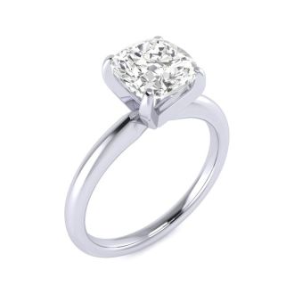 2ct Cushion Cut Diamond Solitaire Engagement Ring In 14K White Gold