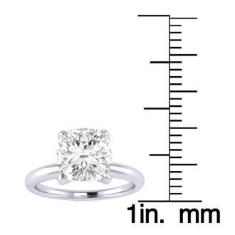 2ct Cushion Cut Diamond Solitaire Engagement Ring In 14K White Gold