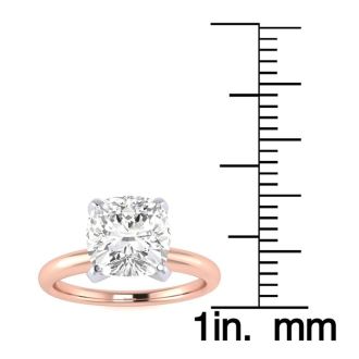 2ct Cushion Cut Diamond Solitaire Engagement Ring In 14K Rose Gold