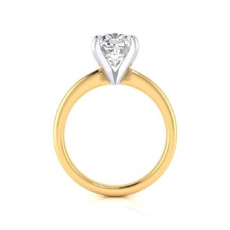 2 1/2ct Cushion Cut Diamond Solitaire Engagement Ring In 14K Yellow Gold