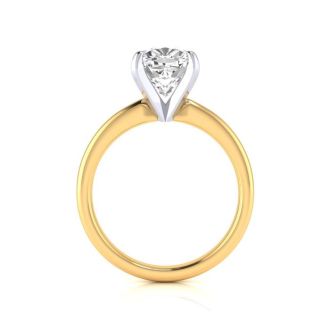 2 1/2ct Cushion Cut Diamond Solitaire Engagement Ring In 14K Yellow Gold