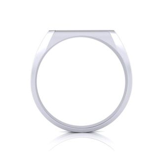 14K White Gold Mens Octagon Signet Ring