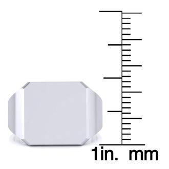14K White Gold Mens Octagon Signet Ring