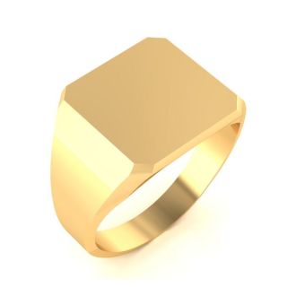 14K Yellow Gold Mens Octagon Signet Ring With Free Custom Engraving
