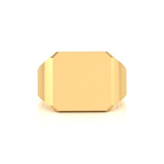 14K Yellow Gold Mens Octagon Signet Ring With Free Custom Engraving