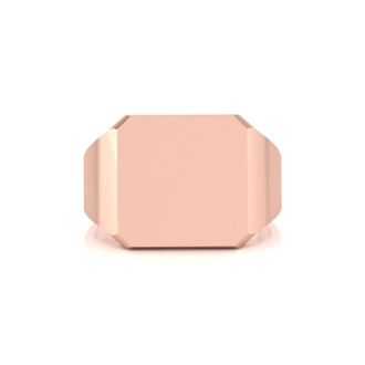 14K Rose Gold Mens Octagon Signet Ring With Free Custom Engraving