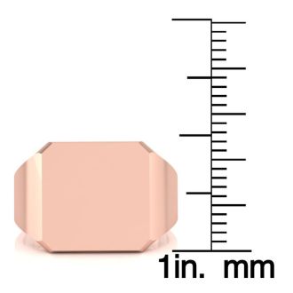 14K Rose Gold Mens Octagon Signet Ring With Free Custom Engraving