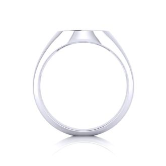 14K White Gold Mens Oval Signet Ring